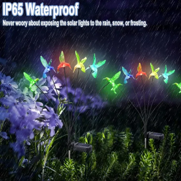 Solar Hummingbird Lawn Lights 6LED Swaying Firefly Lights Outdoor Waterproof Garden Lights Dragonfly Butterfly Yard light Christmas Wedding Holiday Party Park Patio Pathway Landscape Decoration 1/2PCS