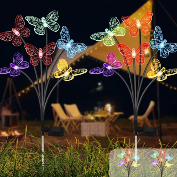 Solar Hummingbird Lawn Lights 6LED Swaying Firefly Lights Outdoor Waterproof Garden Lights Dragonfly Butterfly Yard light Christmas Wedding Holiday Party Park Patio Pathway Landscape Decoration 1/2PCS