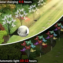 Solar Hummingbird Lawn Lights 6LED Swaying Firefly Lights Outdoor Waterproof Garden Lights Dragonfly Butterfly Yard light Christmas Wedding Holiday Party Park Patio Pathway Landscape Decoration 1/2PCS