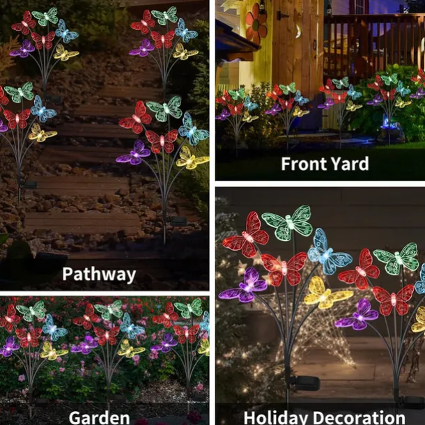 Solar Hummingbird Lawn Lights 6LED Swaying Firefly Lights Outdoor Waterproof Garden Lights Dragonfly Butterfly Yard light Christmas Wedding Holiday Party Park Patio Pathway Landscape Decoration 1/2PCS