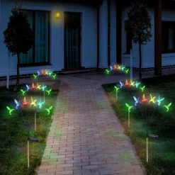 Solar Hummingbird Lawn Lights 6LED Swaying Firefly Lights Outdoor Waterproof Garden Lights Dragonfly Butterfly Yard light Christmas Wedding Holiday Party Park Patio Pathway Landscape Decoration 1/2PCS