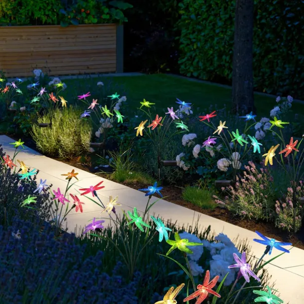 Solar Hummingbird Lawn Lights 6LED Swaying Firefly Lights Outdoor Waterproof Garden Lights Dragonfly Butterfly Yard light Christmas Wedding Holiday Party Park Patio Pathway Landscape Decoration 1/2PCS