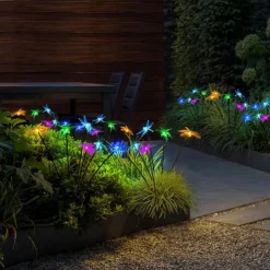 Solar Hummingbird Lawn Lights 6LED Swaying Firefly Lights Outdoor Waterproof Garden Lights Dragonfly Butterfly Yard light Christmas Wedding Holiday Party Park Patio Pathway Landscape Decoration 1/2PCS