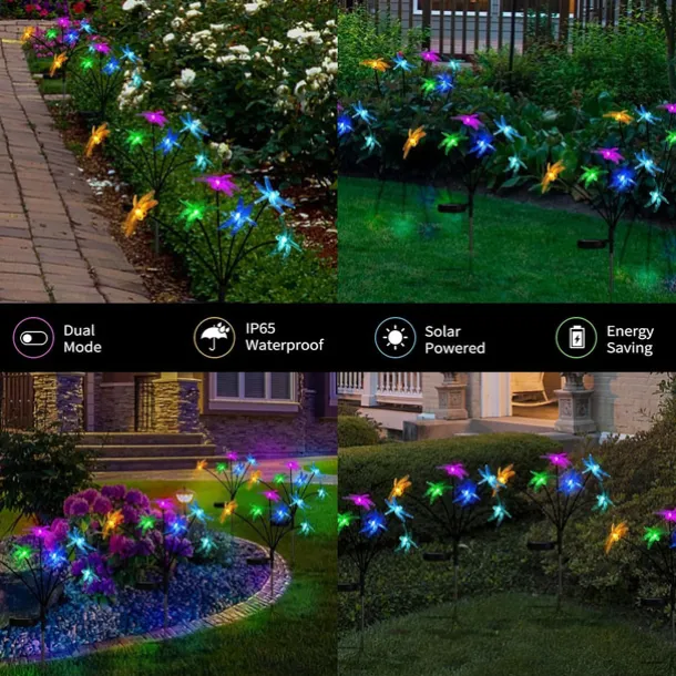 Solar Hummingbird Lawn Lights 6LED Swaying Firefly Lights Outdoor Waterproof Garden Lights Dragonfly Butterfly Yard light Christmas Wedding Holiday Party Park Patio Pathway Landscape Decoration 1/2PCS