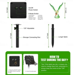 Solar Hummingbird String Lights 5m 20LEDs Outdoor Waterproof Fairy Lights Christmas Garden Wedding Party Garden Tree Balcony Landscape Decoration