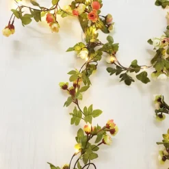 Solar Ivy Leaf Rose Leaf String Lights Outdoor LED Hanging Lights Artificial for Valentines Yard Fence Garden Wall Hanging Decoration Lighting Waterproof Light