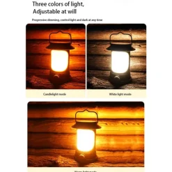 Solar LED Camping Lantern, LED Retro Rechargeable Hangable Outdoor Tent Light for Outdoor Camping