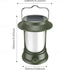 Solar LED Camping Lantern, LED Retro Rechargeable Hangable Outdoor Tent Light for Outdoor Camping