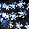 Solar LED Christmas Snowflake Waterproof Fairy String Lights 30/50/100 LED 8 Modes of Lighting Outdoor Backyard Garden Holiday Garden Wedding New Year Party Outdoor Indoor Decoration
