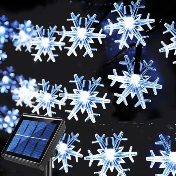 Solar LED Christmas Snowflake Waterproof Fairy String Lights 30/50/100 LED 8 Modes of Lighting Outdoor Backyard Garden Holiday Garden Wedding New Year Party Outdoor Indoor Decoration