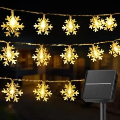 Solar LED Christmas Snowflake Waterproof Fairy String Lights 30/50/100 LED 8 Modes of Lighting Outdoor Backyard Garden Holiday Garden Wedding New Year Party Outdoor Indoor Decoration