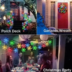 Solar LED Christmas Snowflake Waterproof Fairy String Lights 30/50/100 LED 8 Modes of Lighting Outdoor Backyard Garden Holiday Garden Wedding New Year Party Outdoor Indoor Decoration