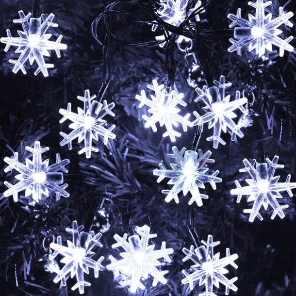 Solar LED Christmas Snowflake Waterproof Fairy String Lights 30/50/100 LED 8 Modes of Lighting Outdoor Backyard Garden Holiday Garden Wedding New Year Party Outdoor Indoor Decoration