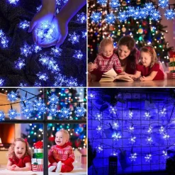 Solar LED Christmas Snowflake Waterproof Fairy String Lights 30/50/100 LED 8 Modes of Lighting Outdoor Backyard Garden Holiday Garden Wedding New Year Party Outdoor Indoor Decoration