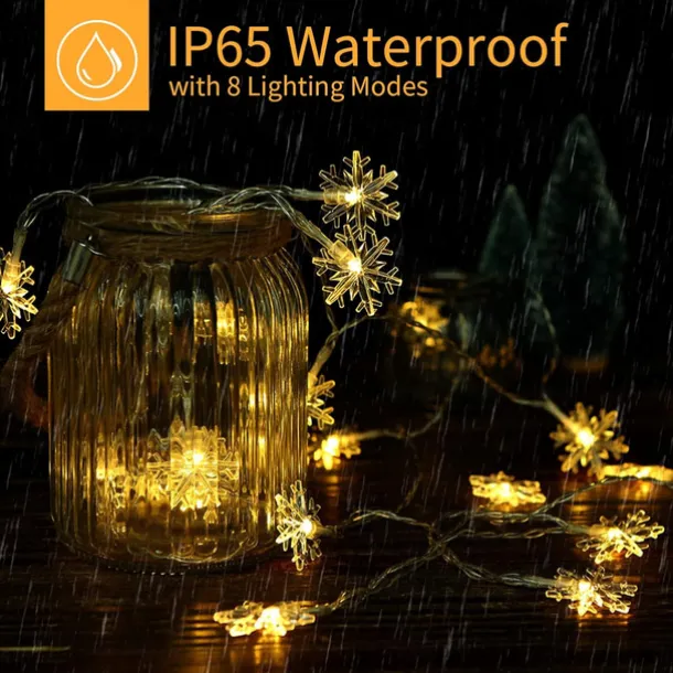 Solar LED Christmas Snowflake Waterproof Fairy String Lights 30/50/100 LED 8 Modes of Lighting Outdoor Backyard Garden Holiday Garden Wedding New Year Party Outdoor Indoor Decoration