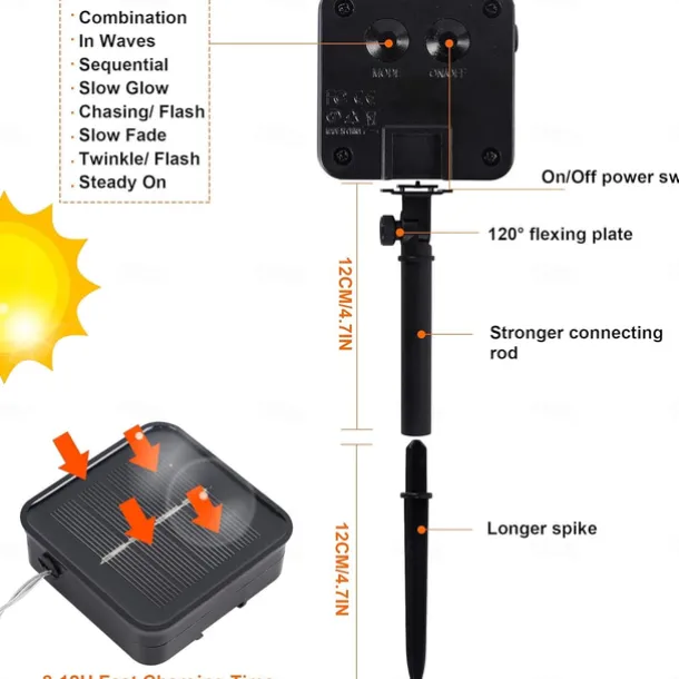 Solar LED Christmas Snowflake Waterproof Fairy String Lights 30/50/100 LED 8 Modes of Lighting Outdoor Backyard Garden Holiday Garden Wedding New Year Party Outdoor Indoor Decoration