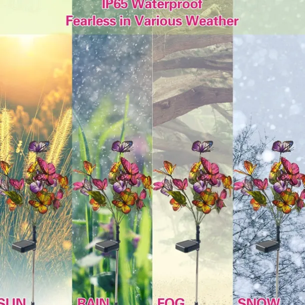 Solar LED Colorful Butterfly Lawn Light - Waterproof Pathway & Garden Lights, Tree Light Plug-In for Christmas, Wedding & Villa Garden Decoration