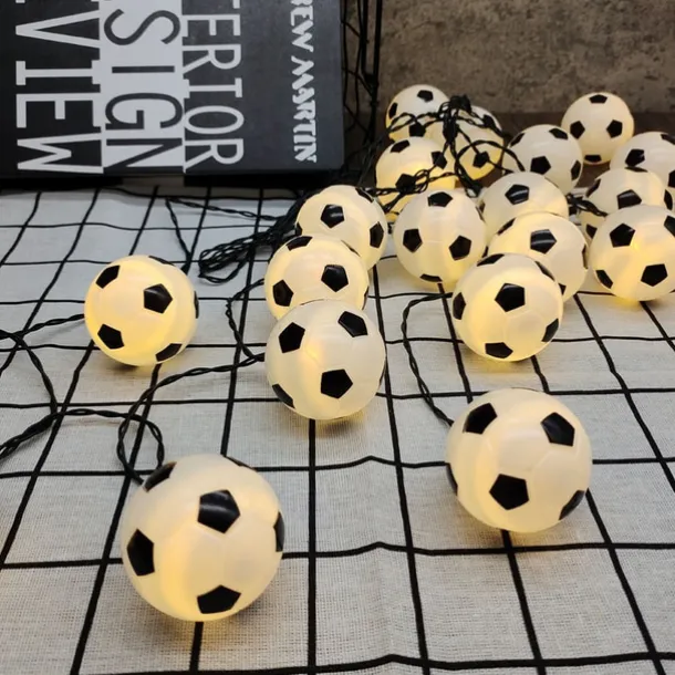 Solar LED Football Fairy Lights, 5m 20LEDs Euro Cup DIY Soccer String Lights Outdoor Waterproof Garden Bar KTV Club Holiday Party Decoration