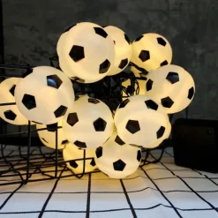Solar LED Football Fairy Lights, 5m 20LEDs Euro Cup DIY Soccer String Lights Outdoor Waterproof Garden Bar KTV Club Holiday Party Decoration
