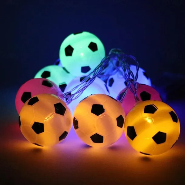 Solar LED Football Fairy Lights, 5m 20LEDs Euro Cup DIY Soccer String Lights Outdoor Waterproof Garden Bar KTV Club Holiday Party Decoration