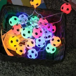 Solar LED Football Fairy Lights, 5m 20LEDs Euro Cup DIY Soccer String Lights Outdoor Waterproof Garden Bar KTV Club Holiday Party Decoration