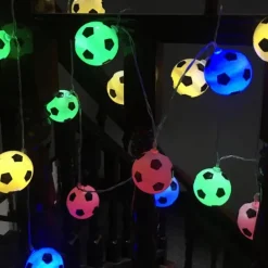 Solar LED Football Fairy Lights, 5m 20LEDs Euro Cup DIY Soccer String Lights Outdoor Waterproof Garden Bar KTV Club Holiday Party Decoration