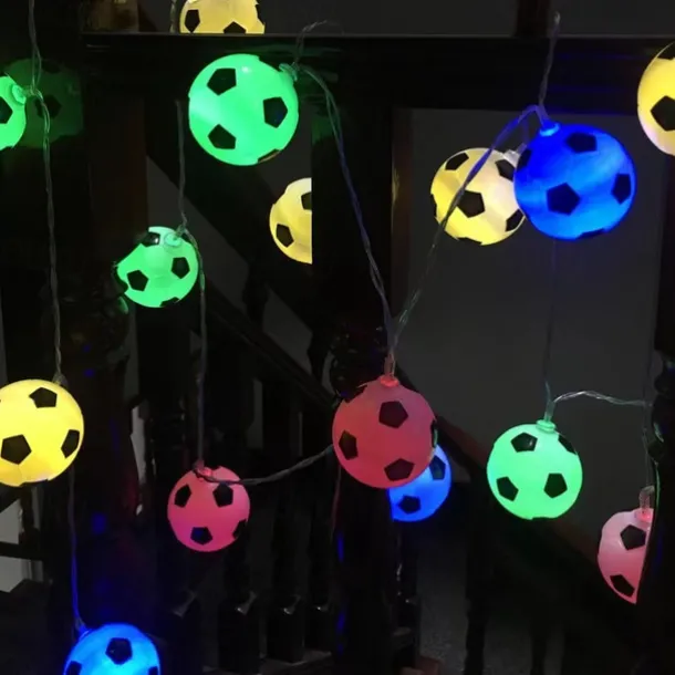 Solar LED Football Fairy Lights, 5m 20LEDs Euro Cup DIY Soccer String Lights Outdoor Waterproof Garden Bar KTV Club Holiday Party Decoration