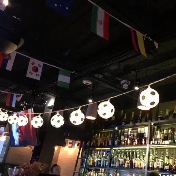 Solar LED Football Fairy Lights, 5m 20LEDs Euro Cup DIY Soccer String Lights Outdoor Waterproof Garden Bar KTV Club Holiday Party Decoration