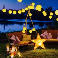 Solar LED Lantern String Lights – Waterproof Outdoor String Fairy Lights 1.5M to 3M, Christmas Window Decoration Warm White Bulbs for Outdoor Garden, Party, and Patio Decor