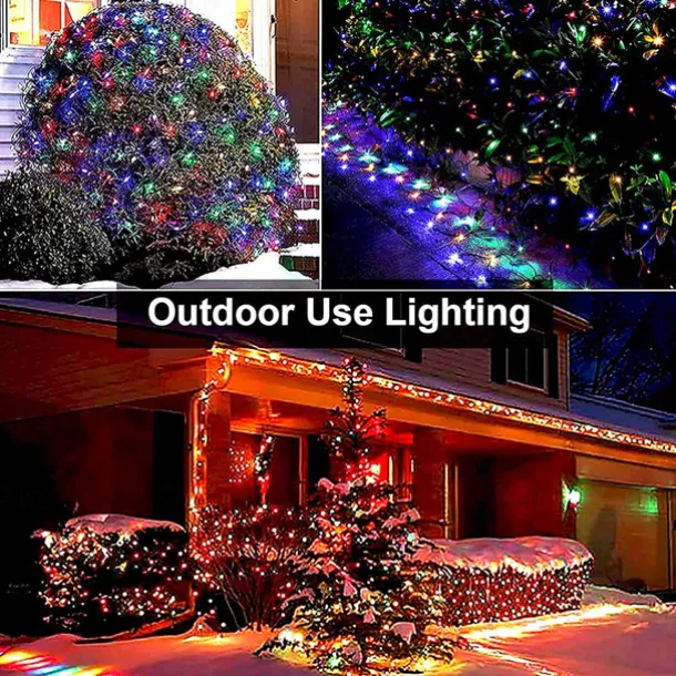 Solar LED Net Lights 8 Modes 200 LEDs 9.8ft x 6.6ft Tree Wrap Mesh Fairy Twinkle Lights for Outdoor Patio Lawn Garden Porch Bushes Camping Window Christmas