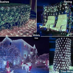 Solar LED Net Lights 8 Modes 200 LEDs 9.8ft x 6.6ft Tree Wrap Mesh Fairy Twinkle Lights for Outdoor Patio Lawn Garden Porch Bushes Camping Window Christmas