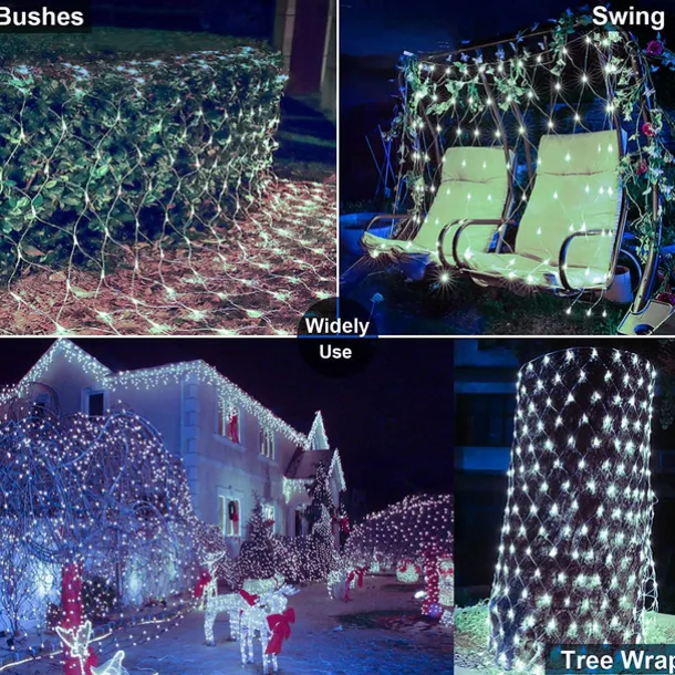 Solar LED Net Lights 8 Modes 200 LEDs 9.8ft x 6.6ft Tree Wrap Mesh Fairy Twinkle Lights for Outdoor Patio Lawn Garden Porch Bushes Camping Window Christmas