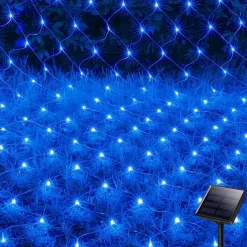 Solar LED Net Lights 8 Modes 200 LEDs 9.8ft x 6.6ft Tree Wrap Mesh Fairy Twinkle Lights for Outdoor Patio Lawn Garden Porch Bushes Camping Window Christmas