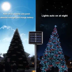 Solar LED Net Lights 8 Modes 200 LEDs 9.8ft x 6.6ft Tree Wrap Mesh Fairy Twinkle Lights for Outdoor Patio Lawn Garden Porch Bushes Camping Window Christmas