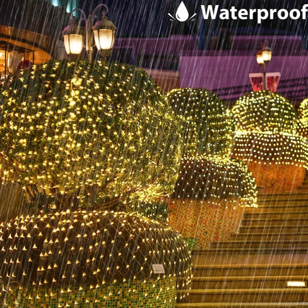 Solar LED Net Lights 8 Modes 200 LEDs 9.8ft x 6.6ft Tree Wrap Mesh Fairy Twinkle Lights for Outdoor Patio Lawn Garden Porch Bushes Camping Window Christmas