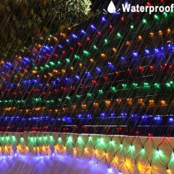 Solar LED Net Lights 8 Modes 200 LEDs 9.8ft x 6.6ft Tree Wrap Mesh Fairy Twinkle Lights for Outdoor Patio Lawn Garden Porch Bushes Camping Window Christmas