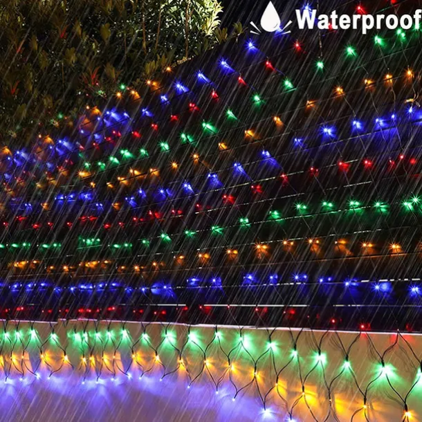 Solar LED Net Lights 8 Modes 200 LEDs 9.8ft x 6.6ft Tree Wrap Mesh Fairy Twinkle Lights for Outdoor Patio Lawn Garden Porch Bushes Camping Window Christmas