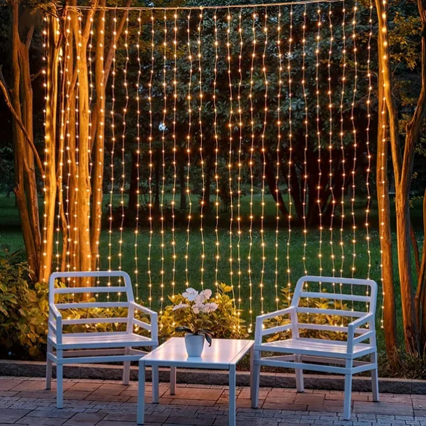 Solar LED String light Outdoor Fairy Lights Garland for Window Christmas Light Decoration 3x3M for Patio Garden Curtain Rooftop Lamp