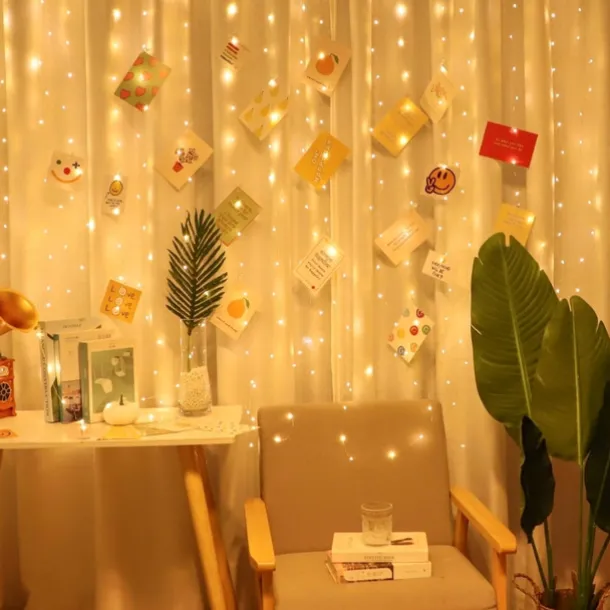 Solar LED String light Outdoor Fairy Lights Garland for Window Christmas Light Decoration 3x3M for Patio Garden Curtain Rooftop Lamp