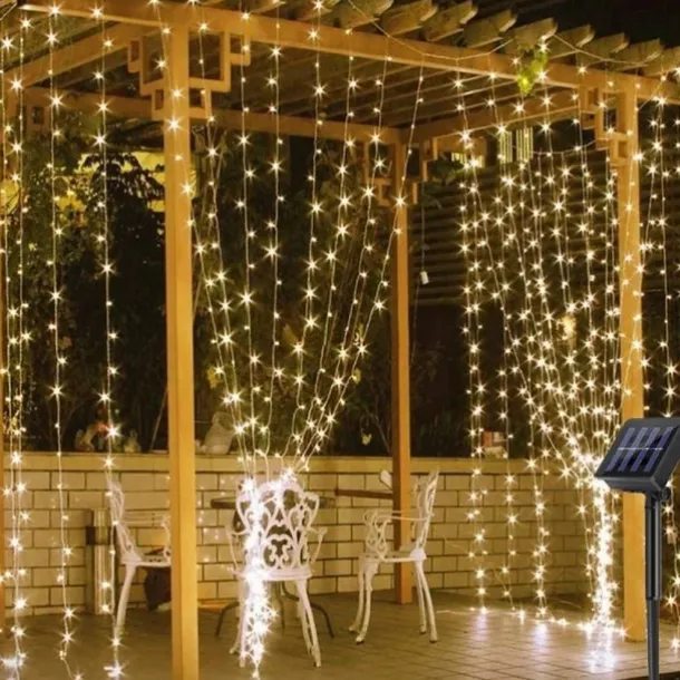 Solar LED String light Outdoor Fairy Lights Garland for Window Christmas Light Decoration 3x3M for Patio Garden Curtain Rooftop Lamp