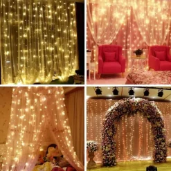 Solar LED String light Outdoor Fairy Lights Garland for Window Christmas Light Decoration 3x3M for Patio Garden Curtain Rooftop Lamp