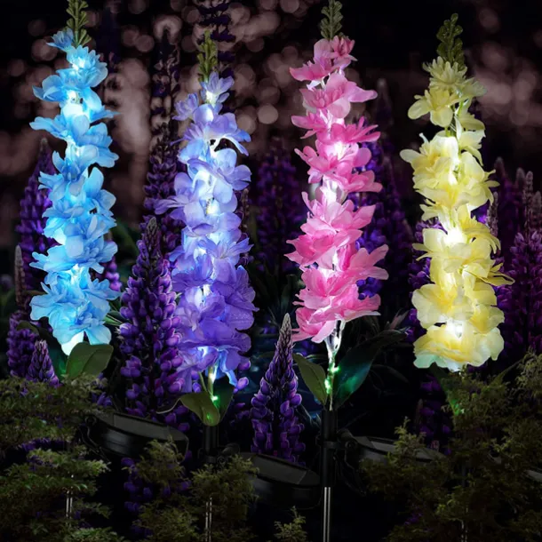 Solar Lights Outdoor Garden Decor Solar Powered Violet Lights Flower Stake Waterproof Solar Flower Lights for Garden Corridor Yard Lawn Patio Pathway Balcony Pool Wedding Decorative