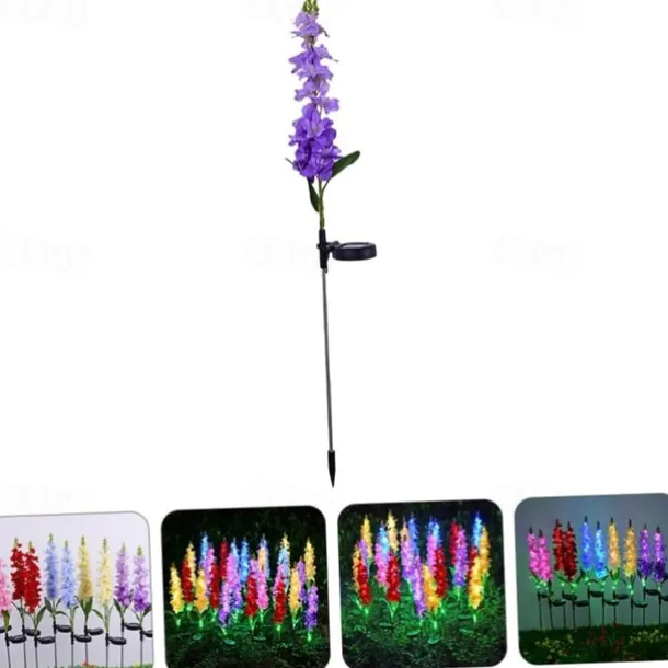 Solar Lights Outdoor Garden Decor Solar Powered Violet Lights Flower Stake Waterproof Solar Flower Lights for Garden Corridor Yard Lawn Patio Pathway Balcony Pool Wedding Decorative