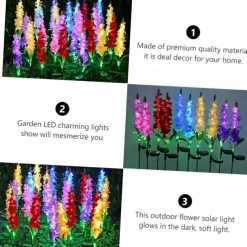 Solar Lights Outdoor Garden Decor Solar Powered Violet Lights Flower Stake Waterproof Solar Flower Lights for Garden Corridor Yard Lawn Patio Pathway Balcony Pool Wedding Decorative