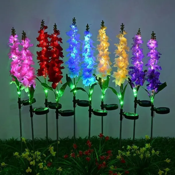 Solar Lights Outdoor Garden Decor Solar Powered Violet Lights Flower Stake Waterproof Solar Flower Lights for Garden Corridor Yard Lawn Patio Pathway Balcony Pool Wedding Decorative