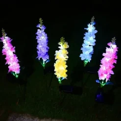 Solar Lights Outdoor Garden Decor Solar Powered Violet Lights Flower Stake Waterproof Solar Flower Lights for Garden Corridor Yard Lawn Patio Pathway Balcony Pool Wedding Decorative
