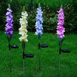 Solar Lights Outdoor Garden Decor Solar Powered Violet Lights Flower Stake Waterproof Solar Flower Lights for Garden Corridor Yard Lawn Patio Pathway Balcony Pool Wedding Decorative