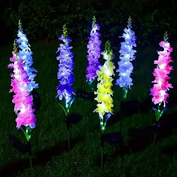 Solar Lights Outdoor Garden Decor Solar Powered Violet Lights Flower Stake Waterproof Solar Flower Lights for Garden Corridor Yard Lawn Patio Pathway Balcony Pool Wedding Decorative