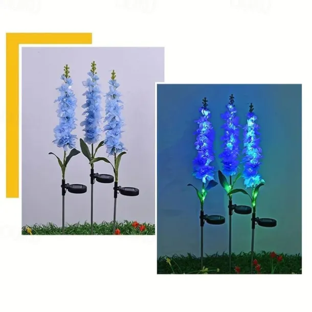Solar Lights Outdoor Garden Decor Solar Powered Violet Lights Flower Stake Waterproof Solar Flower Lights for Garden Corridor Yard Lawn Patio Pathway Balcony Pool Wedding Decorative