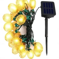 Solar Lights Outdoor LED Pineapple Shaped String Lights 7M 30LED Fairy Lights for Patio Home Wedding Party Bedroom Birthday Hawaiian Tropical Tiki Decoration (Warm White)
